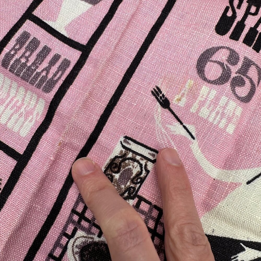 Vintage Kitchen Hand Towel 1960s Townhouse Linen Sewell Jackson Pink Kitschy MCM - Picture 10 of 13